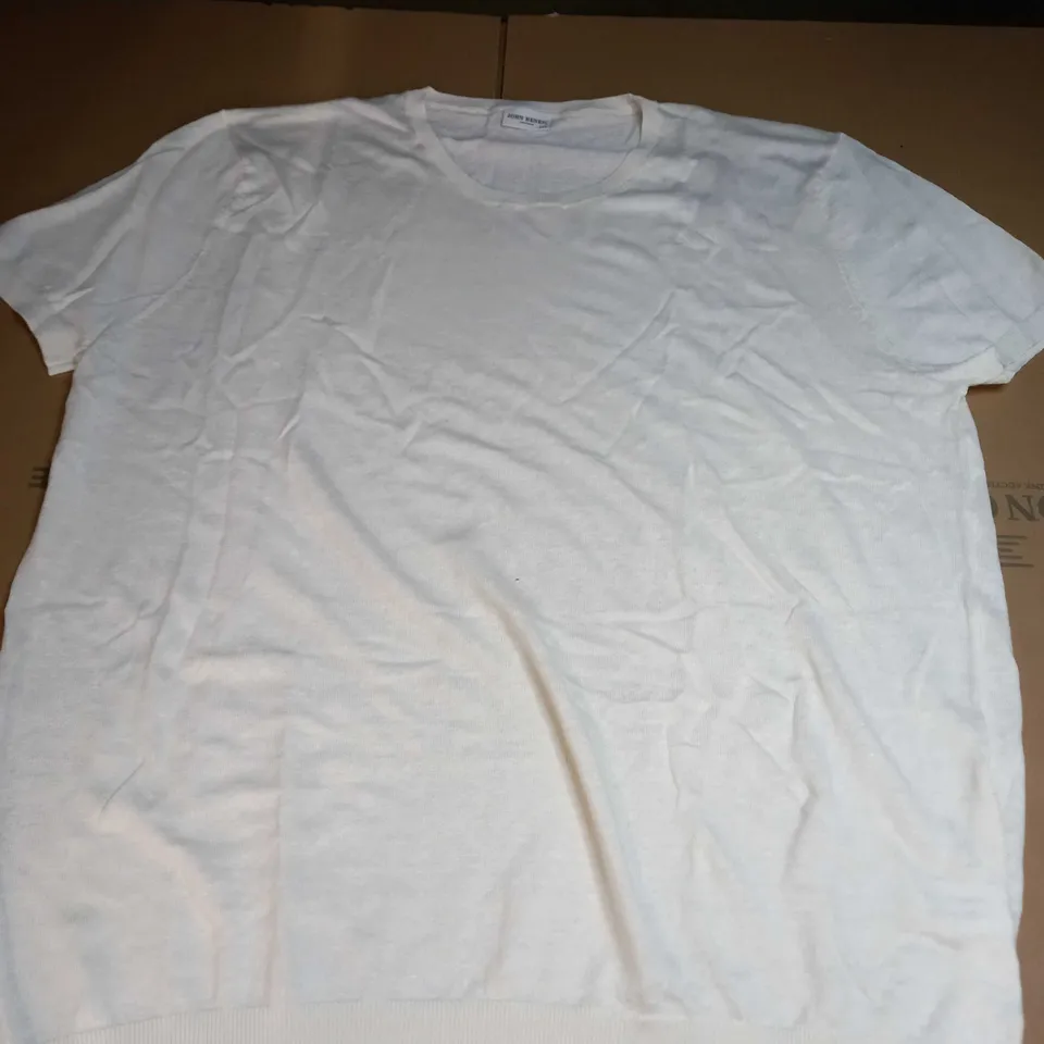 JOH HENRIC LINEN/COTTON CREWNECK T-SHIRT IN CREM SHIT - XXL
