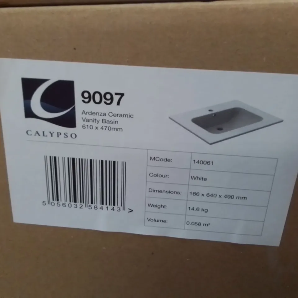 BOXED ARDENZA CERAMIC WHITE VANITY BASIN WHITE 610 X 470MM 