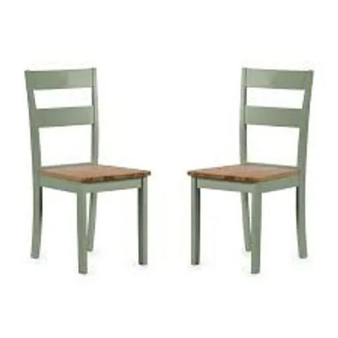 BOXED JULIAN BOWEN SET OF 2 LINWOOD DINING CHAIRS - NATURAL/SAGE GREEN (1 BOX)
