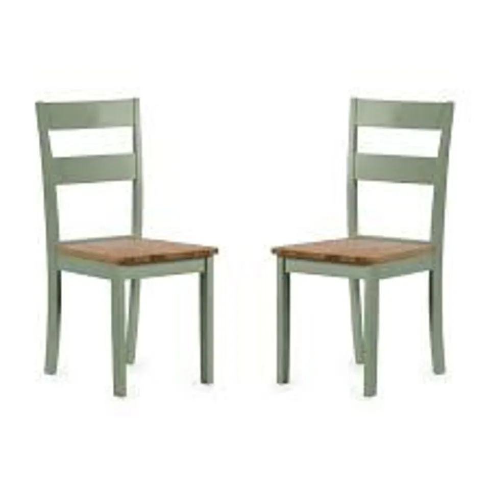 BOXED JULIAN BOWEN SET OF 2 LINWOOD DINING CHAIRS - NATURAL/SAGE GREEN (1 BOX)