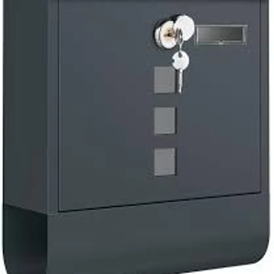 BOXED SONGMICS WALL-MOUNTED POST BOX WITH LOCK WITH ROTATING LID - CHARCOAL GREY