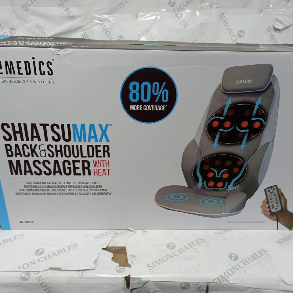 BOXED HOMEDICS MAX SHIATSU MASSAGE CHAIR BACK AND SHOULDER MASSAGER CBS-1000-EU