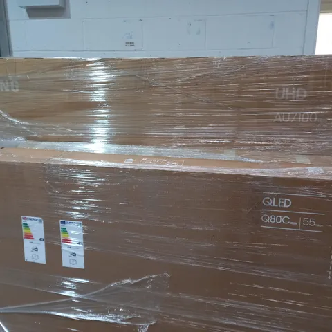 PALLET OF 4 ASSORTED DAMAGED TVS TO INCLUDE - SAMSUNG 55" TU8500 CRYSTAL UHD 4K HDR SMART TV - SAMSUNG QE55Q700T 2020 55 INCH Q700T QLED 8K HDR 1000 SMART TV
