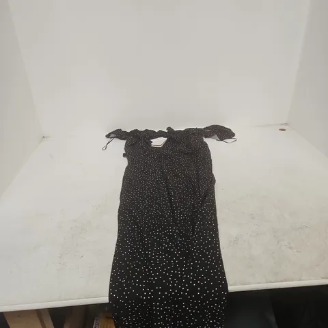 NOBODY'S CHILD LIBBY MIDI DRESS – UK12 (EU40) BLACK WITH WHITE POLKA DOTS