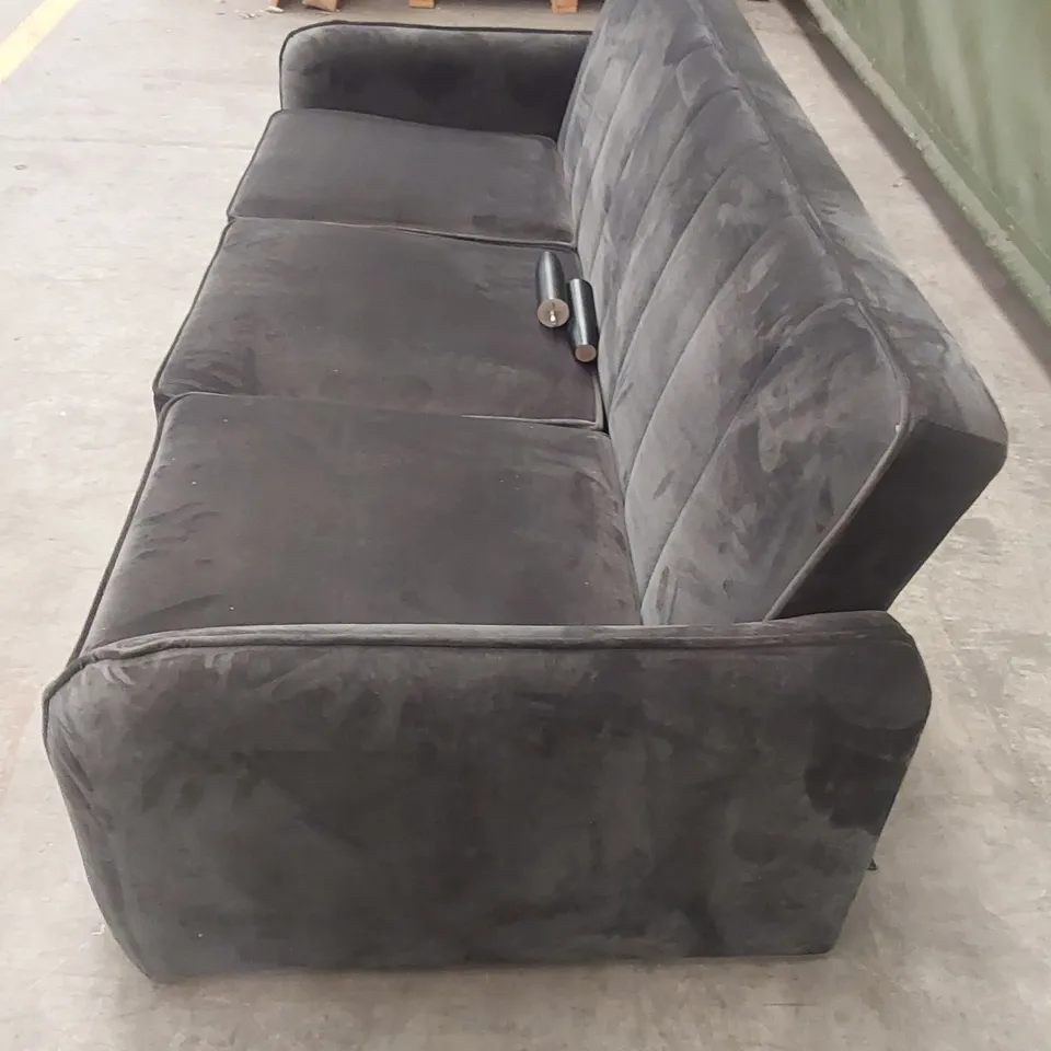 JENNIFER FABRIC COMPACT 3 SEATER SOFA - CHARCOAL VELVET
