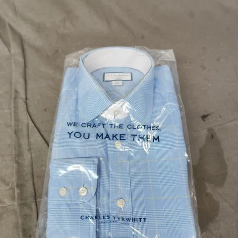 CHARLES TYRWHITT MEN'S LIGHT BLUE CHECKED SHIRT – PACKAGED