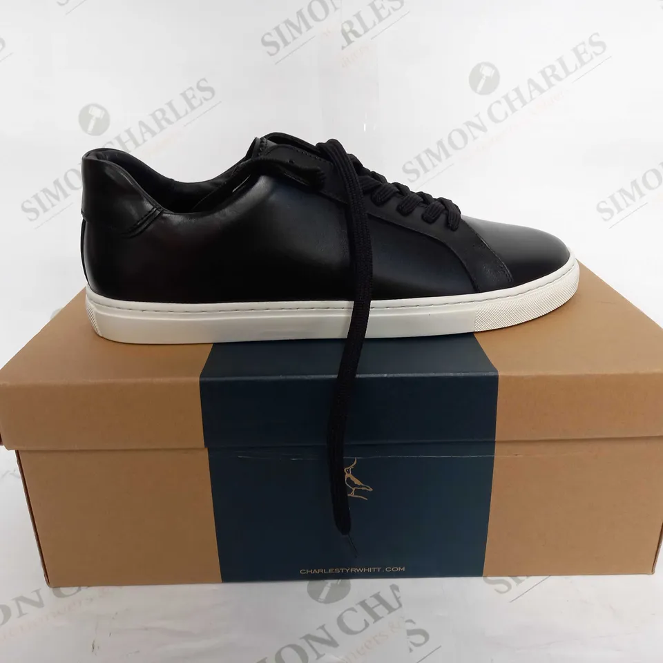 CHARLES TYRWHITT BLACK LEATHER TRAINER - UK 10