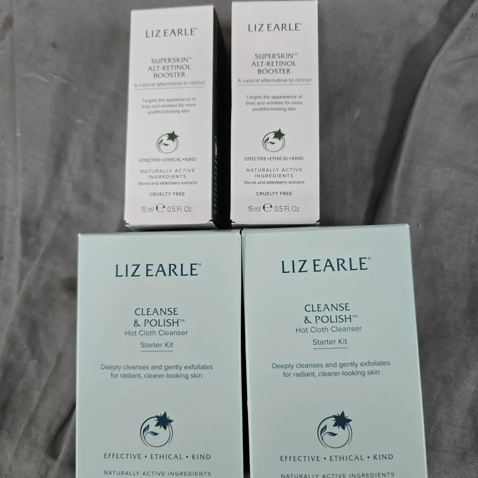LIZ EARLE SKINCARE BUNDLE: SUPERSKIN ALT-RETINOL BOOSTER (2) & CLEANSE & POLISH STARTER KIT (2)