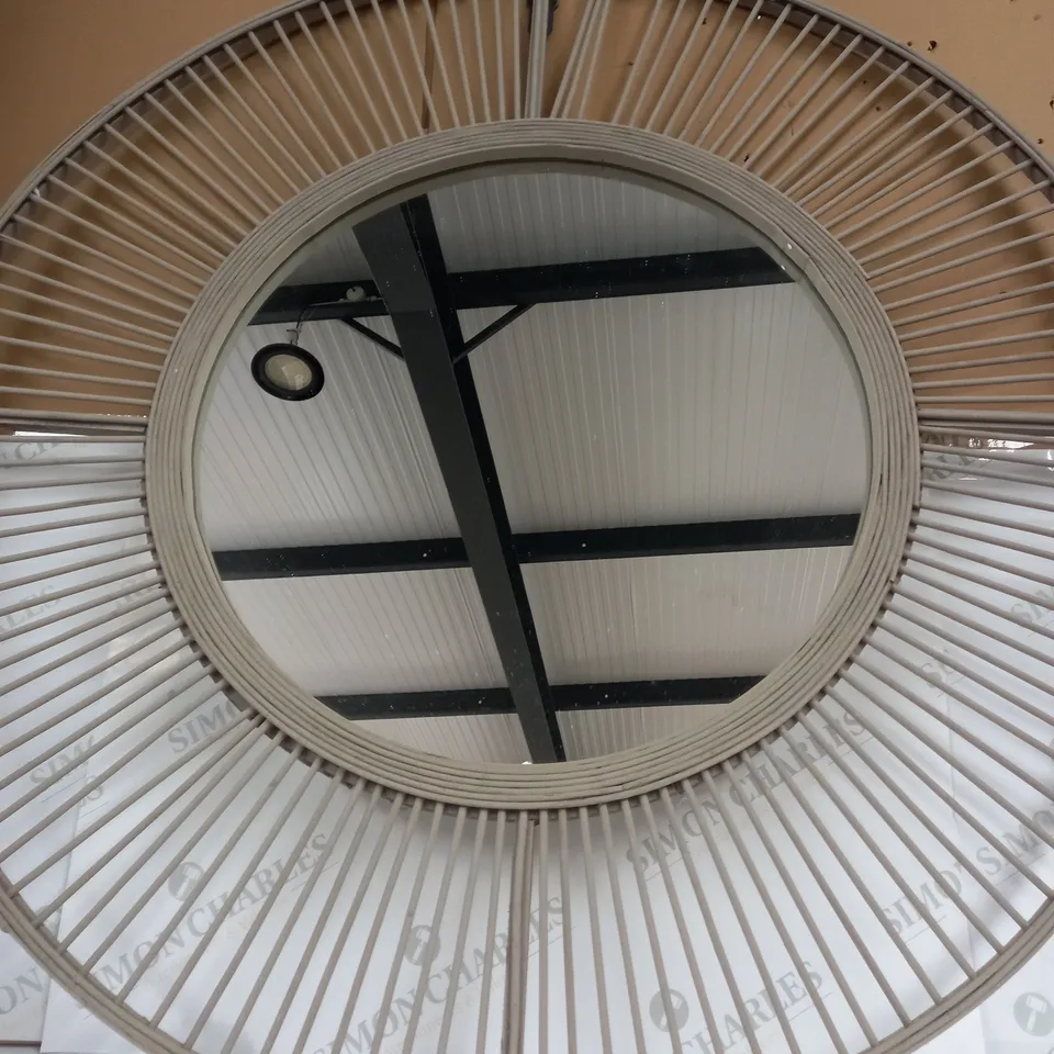 K BY KELLY HOPPEN BAMBOO TAUPE CIRCULAR MIRROR - COLLECTION ONLY