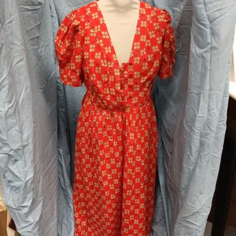 OLIVER BONAS STRAWBERRY MIDI DRESS IN RED - SIZE 8