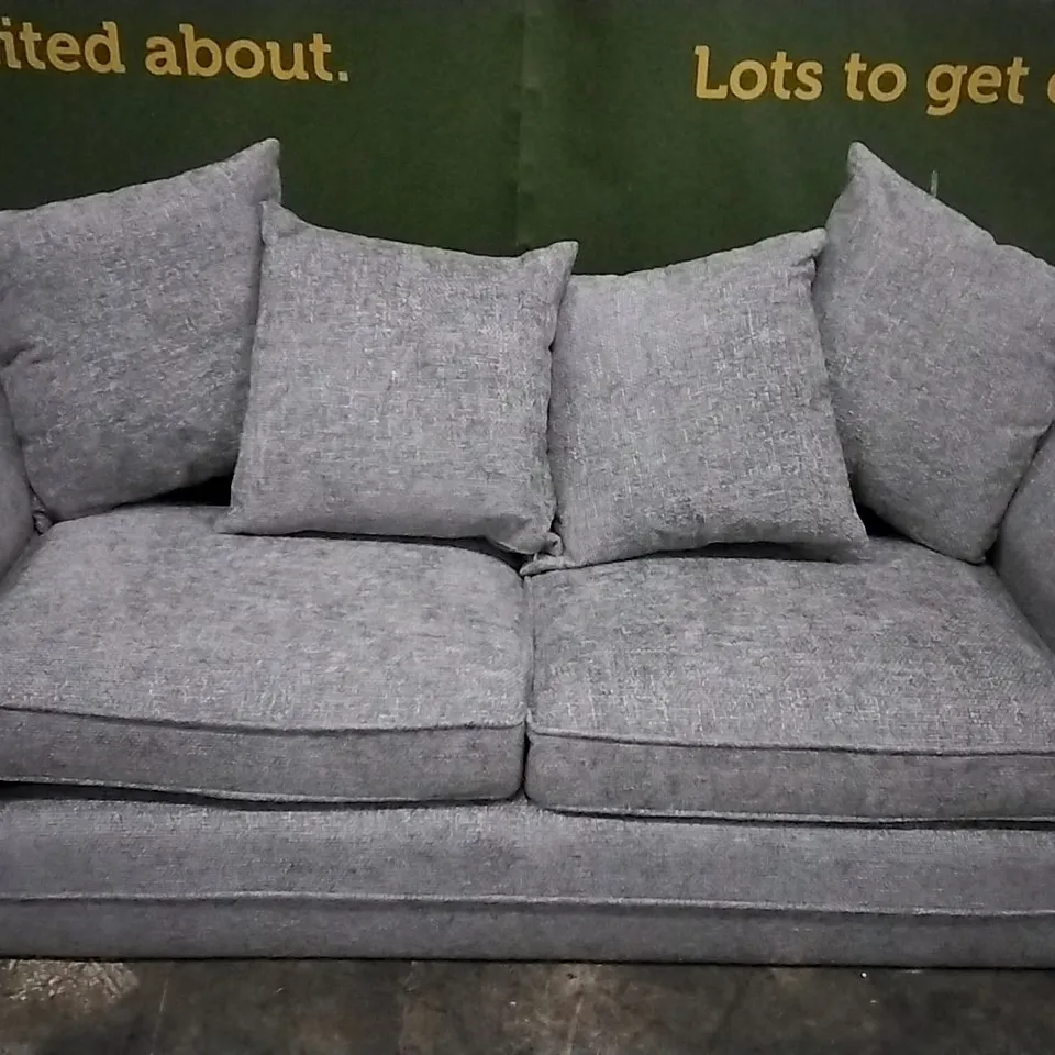 DESIGNER DURY CHUNKY WEAVE GREY FABRIC THREE SEATER SOFA