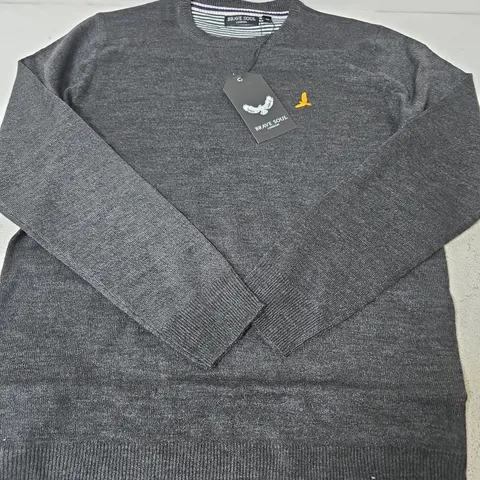 BRAVE SOUL CREW NECK JUMPER, CHARCOAL - SIZE M