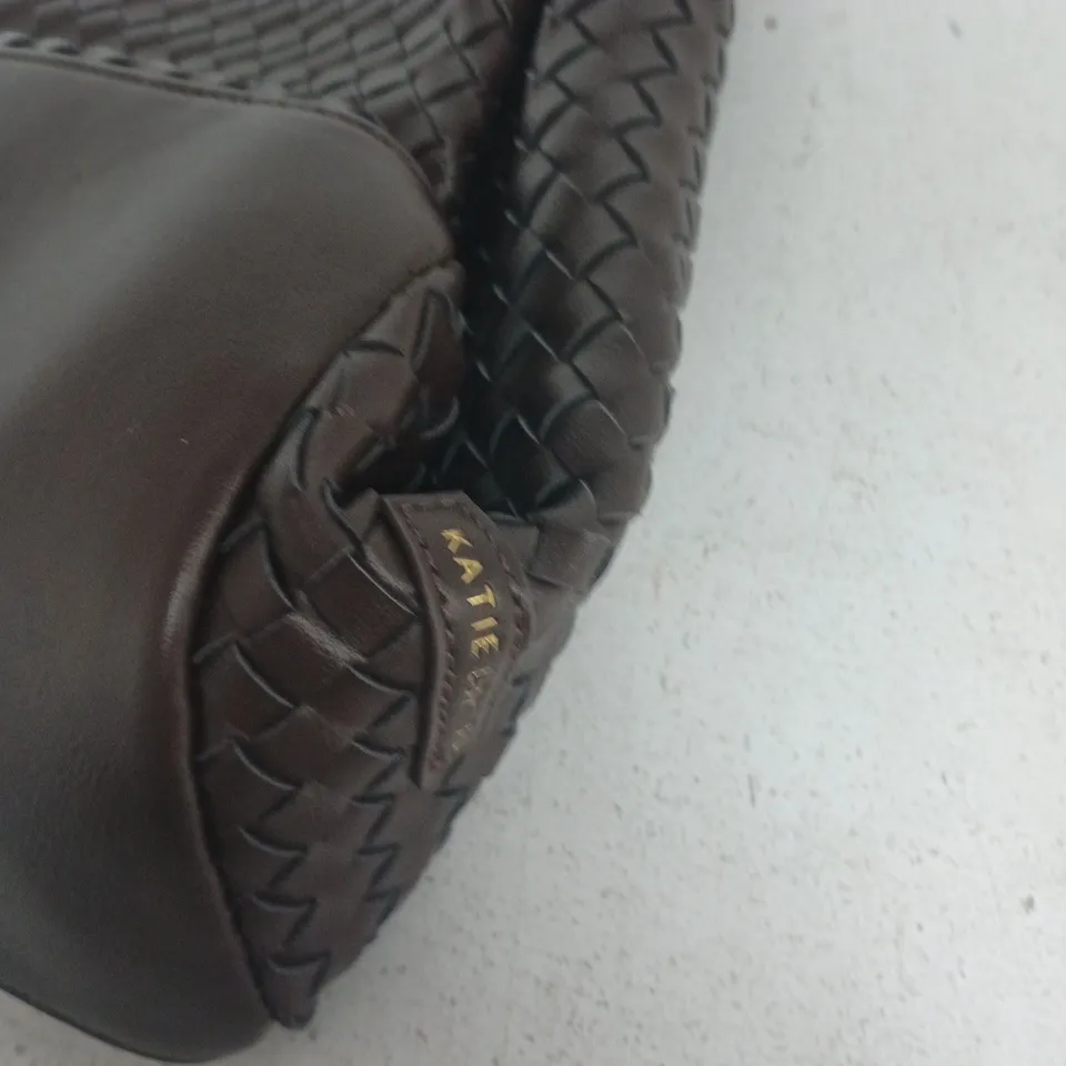 KATIE LOXTON BROWN BRAIDED LEATHER HANDBAG