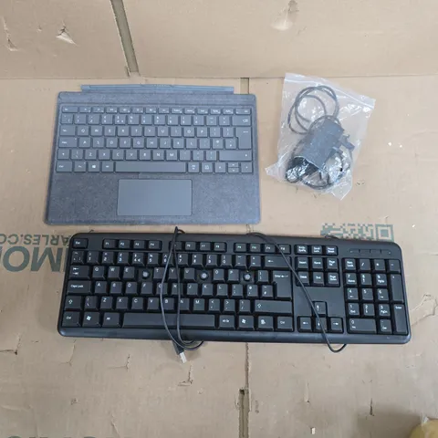LARGE QUANTITY OF ASSORTED COMPUTER ITEMS TO INCLUDE KEYBOARDS, POWER CABLES, MOUSES, ETC - COLLECTION ONLY