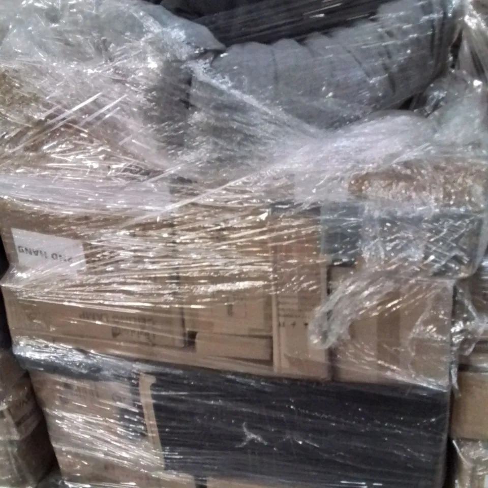 PALLET CONTAINING VARIOUS ASSORTED BOXED ITEMS TO INCLUDE: LARGE PET BED, CEILING LAMP, WATER FOUNTAIN, COSMETIC ORGANISER ECT.