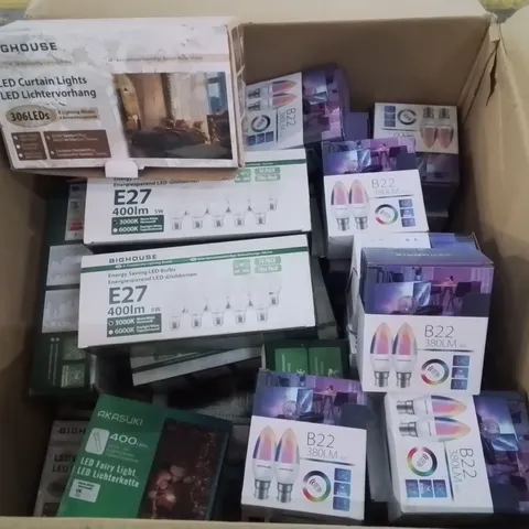 LARGE BOX CONTAINING ASSORTED LIGHT BULBS ECT.