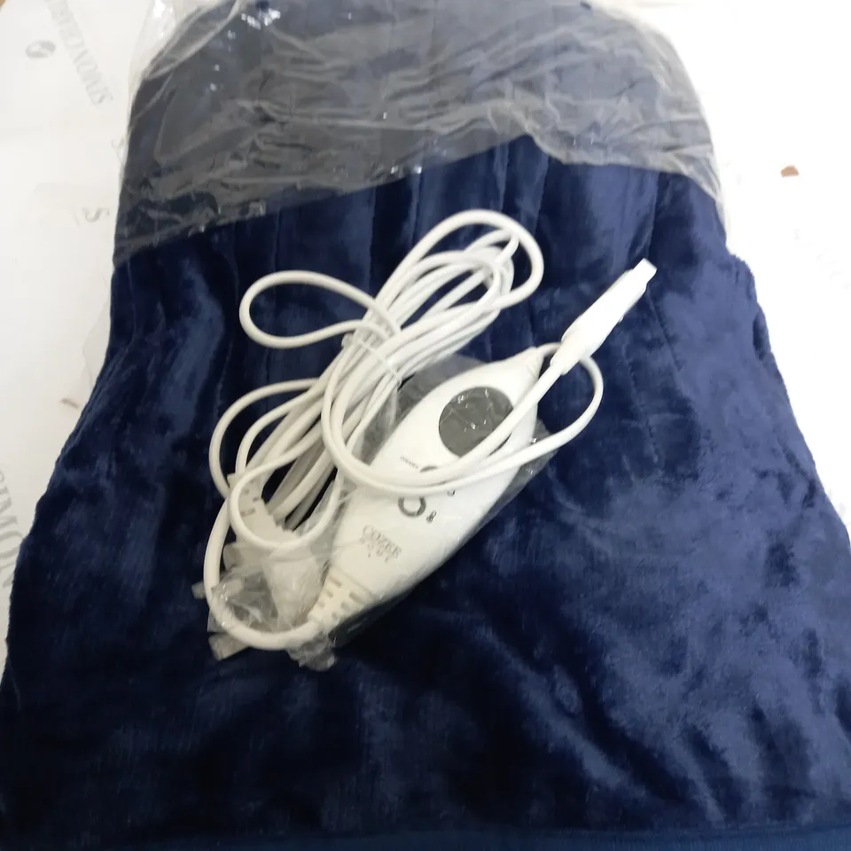 COZEE HOME HEATED PLUSH WEARABLE TV BLANKET IN NAVY