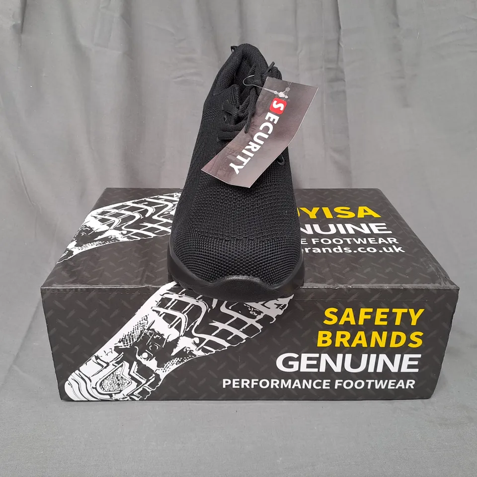 BOXED PAIR OF GUYISA SAFETY SHOES IN BLACK UK SIZE 8