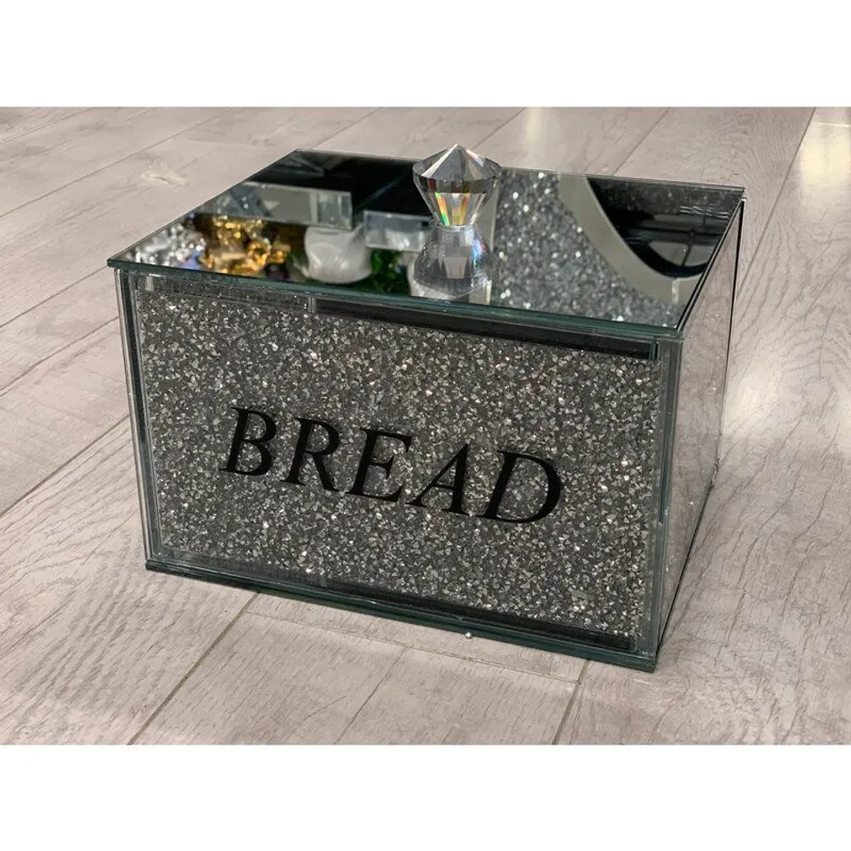 TODD CRUSHED DIAMOND CRYSTAL MIRRORED BREAD BIN
