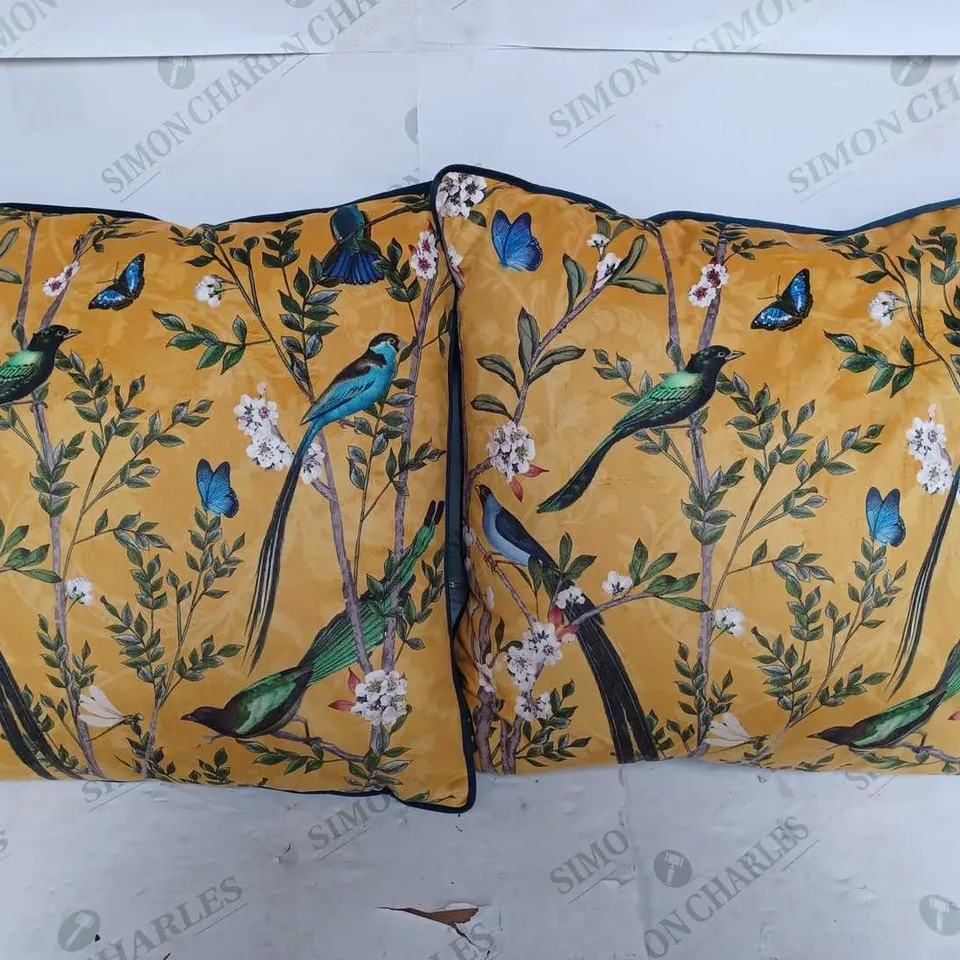 SET OF 2 M&S VELVET CUSHIONS WITH NAVY BACK