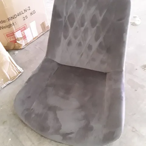 BOXED SET OF 3 GREY VELVET DINNING CHAIRS (NO LEGS)
