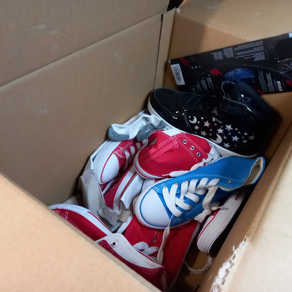BOX OF APPROX 6 ASSORTED TRAINERS VARYING IN SIZE/COLOUR/STYLE