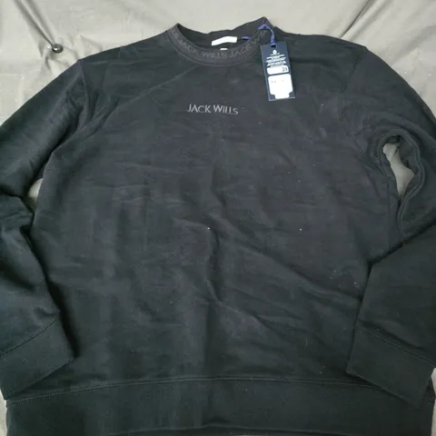 JACK WILLS JACQUARD CREW IN BLACK - LARGE