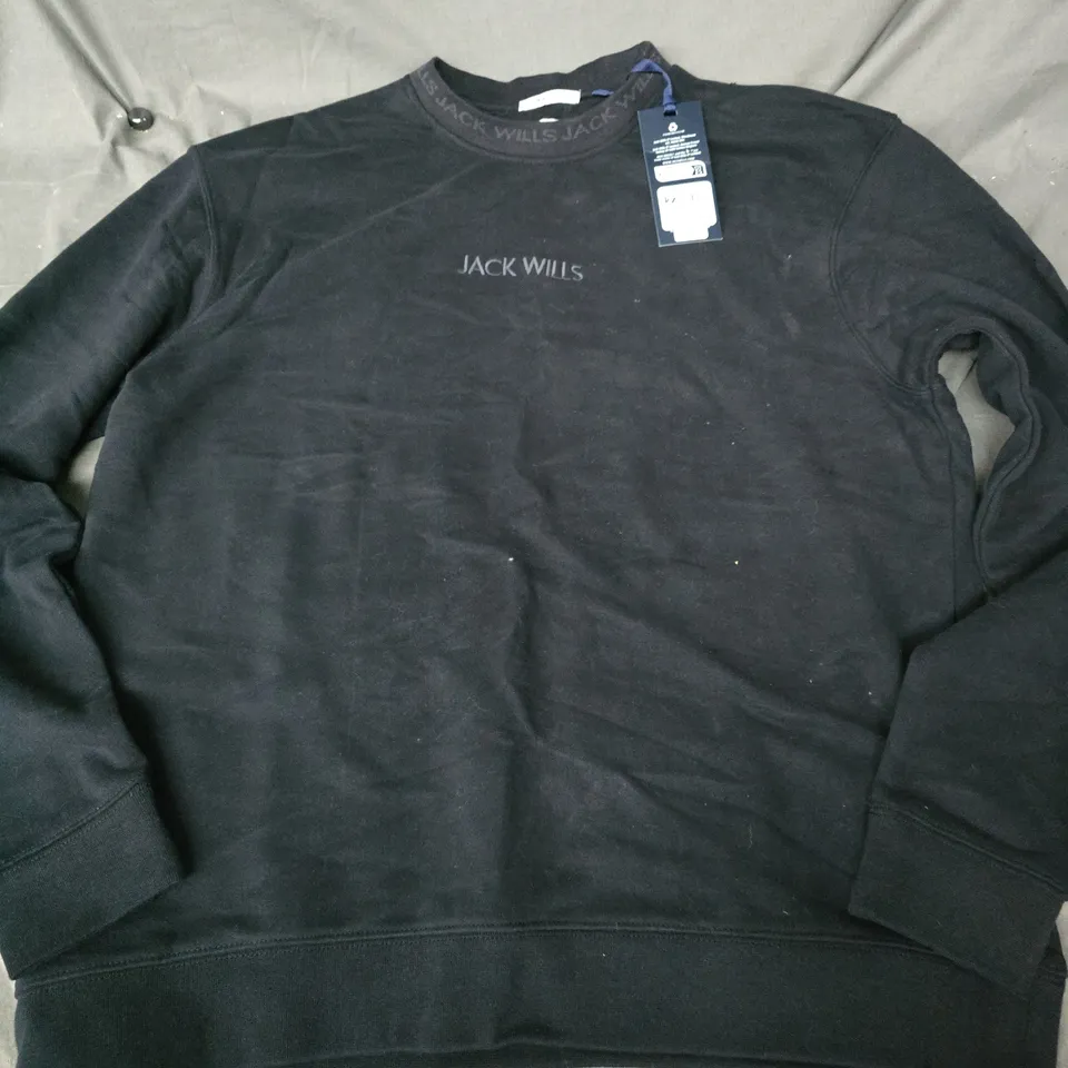 JACK WILLS JACQUARD CREW IN BLACK - LARGE