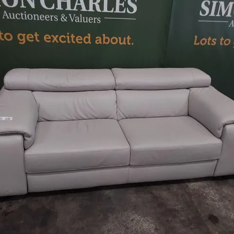 QUALITY ITALIAN DESIGNER MELO THREE SEATER SOFA WITH ADJUSTABLE HEADRESTS IVORY LEATHER
