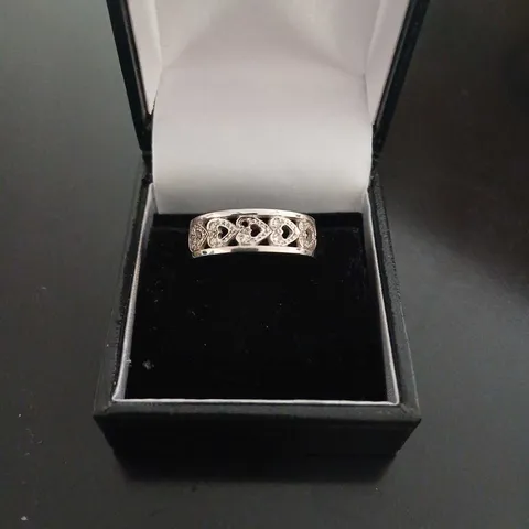 9CT WHITE GOLD DRESS RING SET WITH NATURAL DIAMONDS 