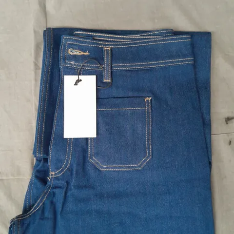 ZARA THE ZW PATCH POCKET WIDE LEG JEANS IN BLUE SIZE UK 16