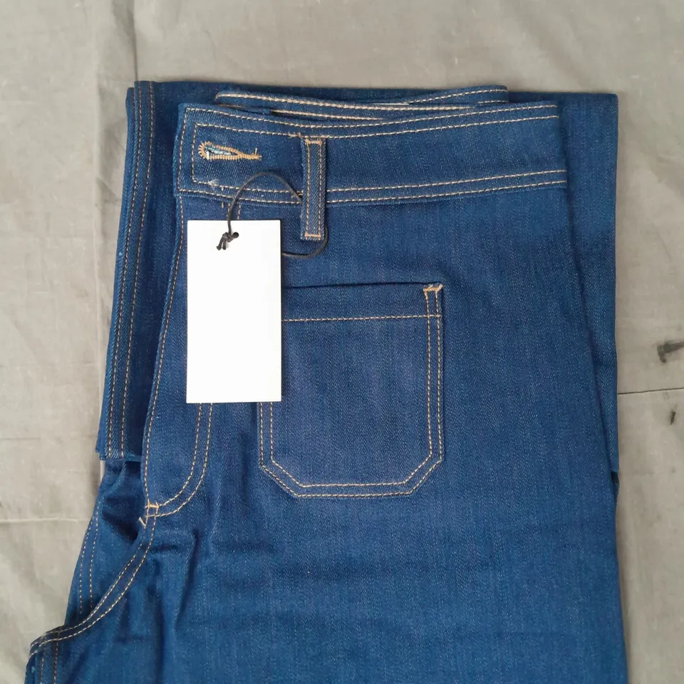 ZARA THE ZW PATCH POCKET WIDE LEG JEANS IN BLUE SIZE UK 16