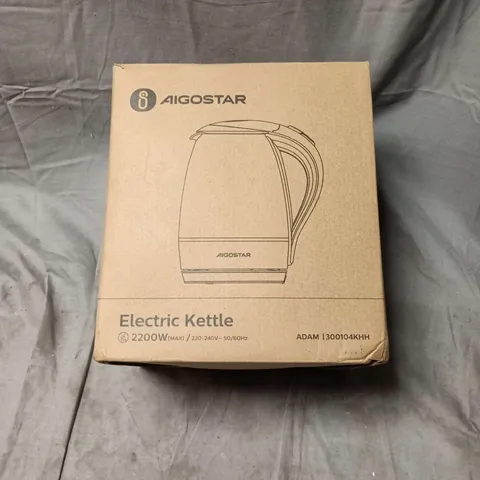 AIGOSTAR ELECTRIC KETTLE – GLASS JUG, BLACK, 2200W 1.7L