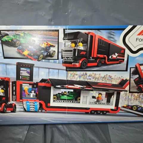 BOXED LEGO FORMULA 1 TRUCK WITH RB20 & AMR24 F1 CARS 