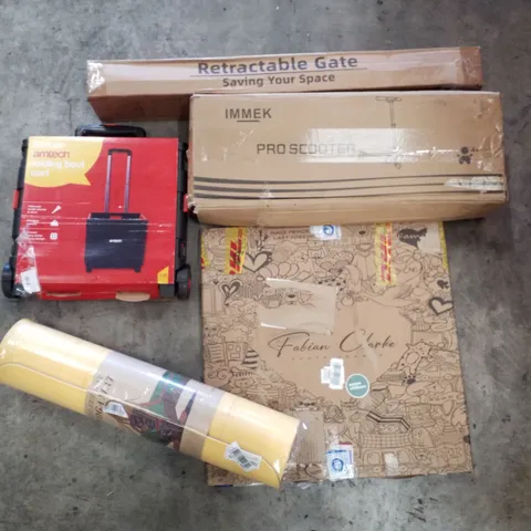 PALLET CONTAINING ASSORTED PRODUCTS INCLUDING RETRACTABLE SAFETY GATE, PRO SCOOTER, PHOTO FRAMES, YOGA MAT & FOLDING BOOT CART