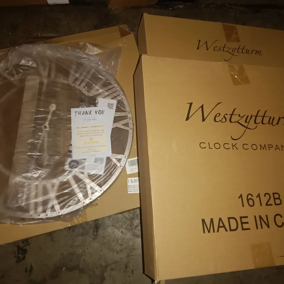 PALLET OF ASSORTED ITEMS TO INCLUDE BOXED WALL CLOCKS, OFFICE CHAIRS AND EXPANDABLE WINDOW SCREENS