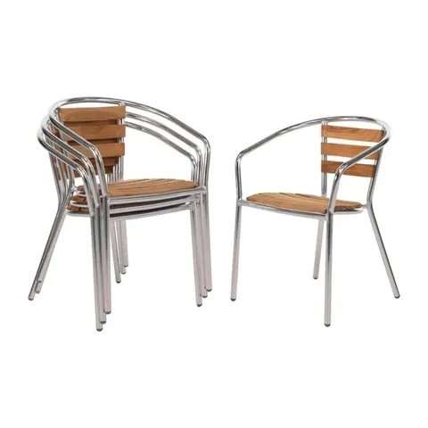 BOXED BOLERO ALUMINIUM AND ASH WOOD CHAIRS (4 PACK)