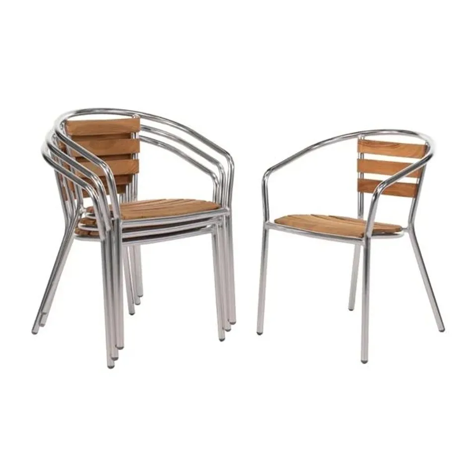 BOXED BOLERO ALUMINIUM AND ASH WOOD CHAIRS (4 PACK)