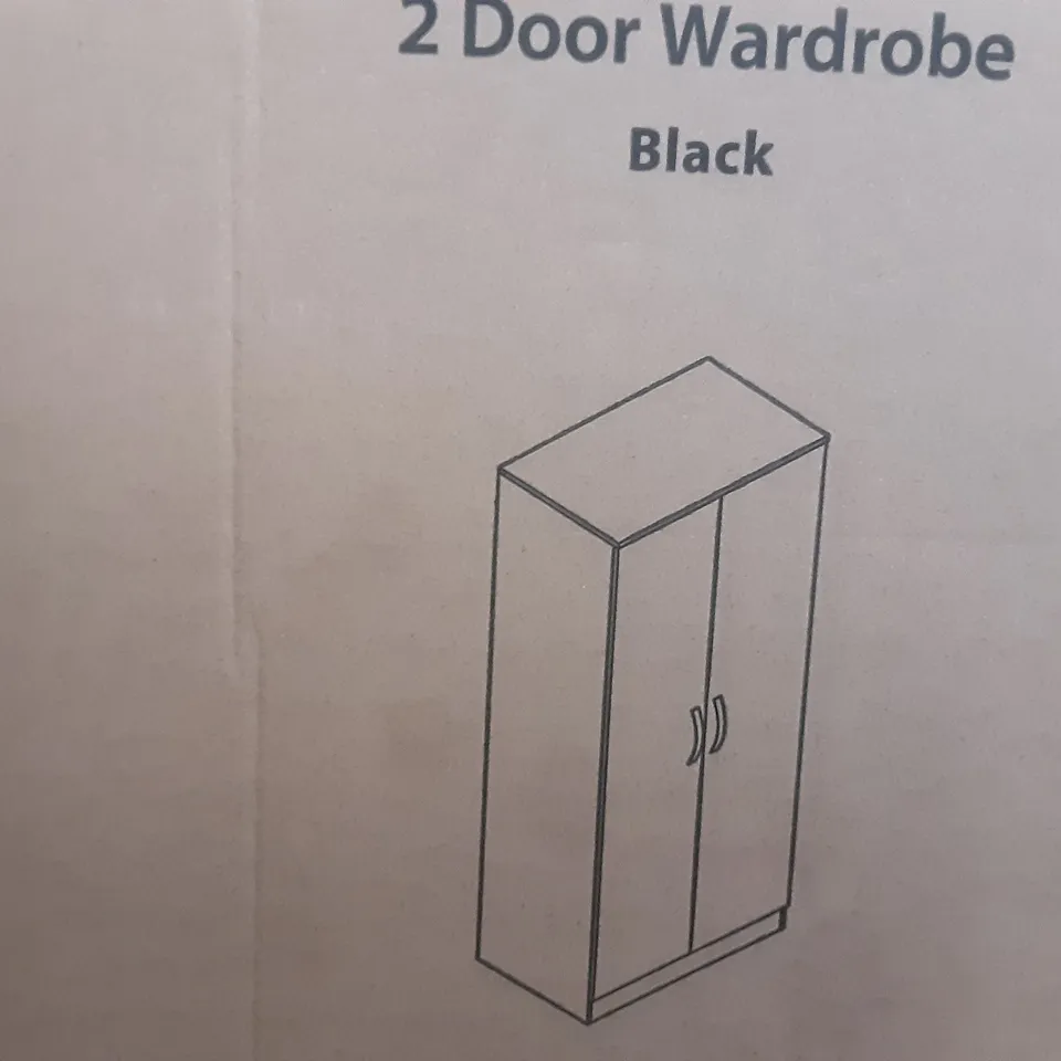 BOXED JOSELYN 2 DOOR WARDROBE IN BLACK , 2 BOXES