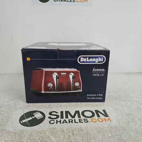 DE'LONGHI ICONA 4-SLICE TOASTER – RED, BOXED