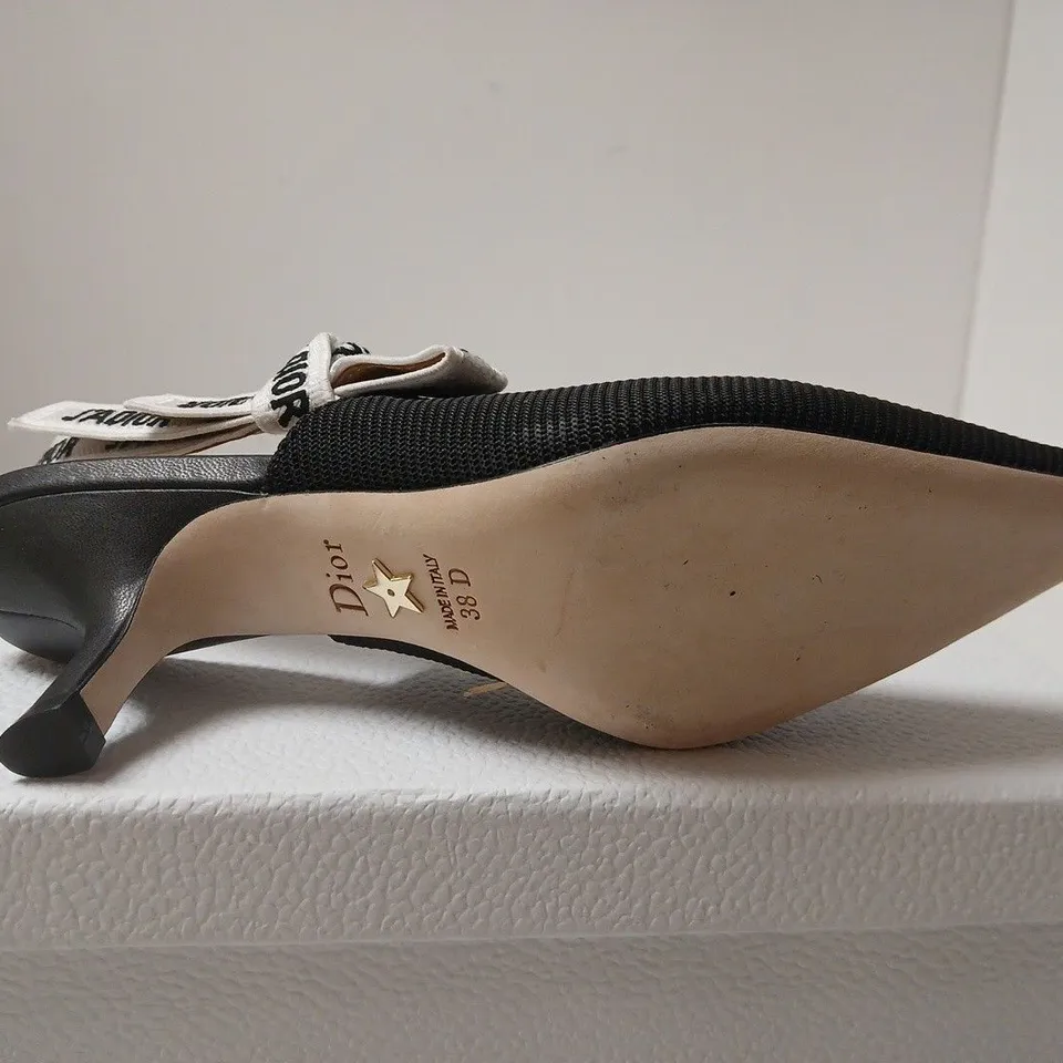 DIOR J'ADIOR SLINGBACK SHOES - BLACK FABRIC, UK 6 (EU 39)