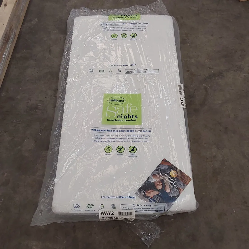 QUALITY BAGGED SILENTNIGHT SAFE NIGHTS ESSENTIALS COT BED MATTRESS 60cm