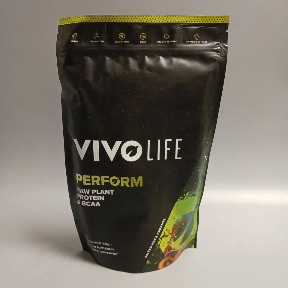 VIVOLIVE RAW PLANT PROTEIN & BCAA IN SALTED MACA CARAMEL 532G