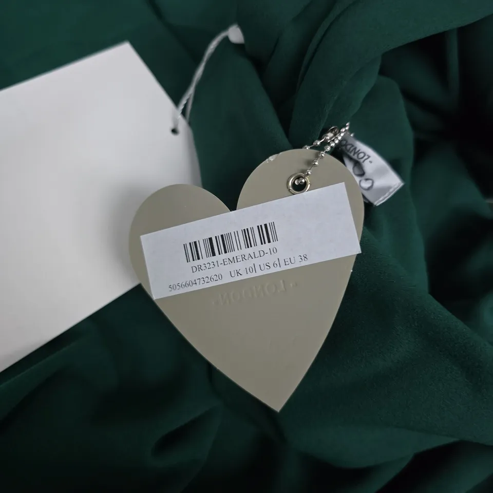  GODDIVA EMERALD GREEN DRAPED EVENING DRESS – WOMEN'S WEAR SIZE 8