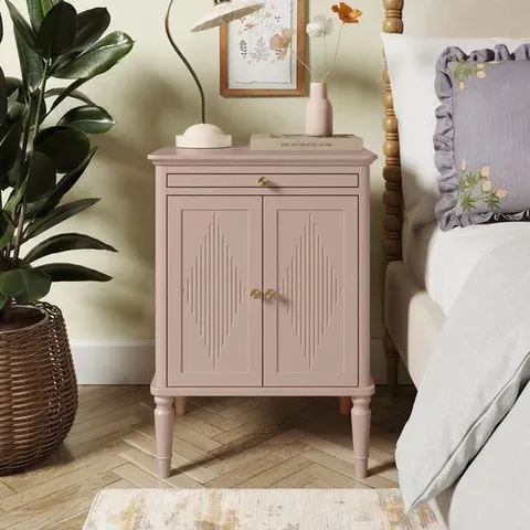 BOXED OTTILIE 2 DOOR BEDSIDE TABLE - BLUSH PINK (1 BOX)