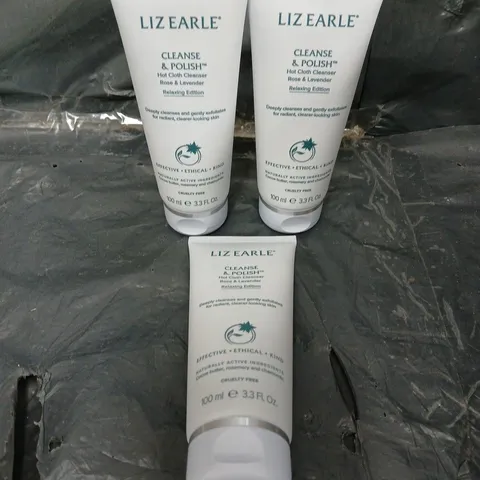 3 X LIZ EARLE CLEANSE & POLISH ROSE & LAVENDER - 3 X 100ML