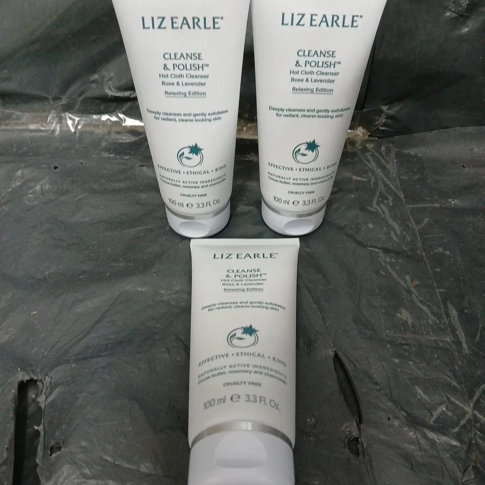 3 X LIZ EARLE CLEANSE & POLISH ROSE & LAVENDER - 3 X 100ML