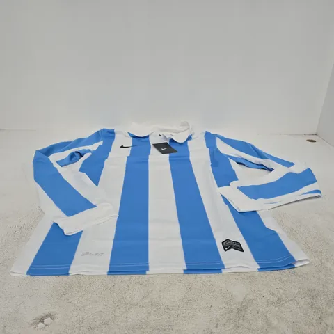 NIKE DRI-FIT MEN’S FOOTBALL SHIRT – SKY BLUE & WHITE STRIPES, UK SIZE S