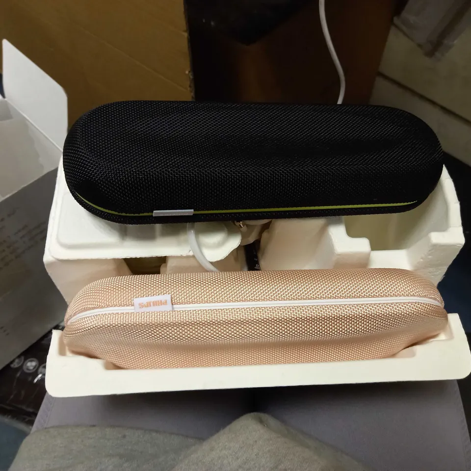 PHILIPS SONICARE DUO - 1 X ROSE GOLD & WHITE, 1 X BLACK & LIME GREEN - WITH MAGNETIC CHARGER, 2 X CARRY CASES & 1 X GLASS