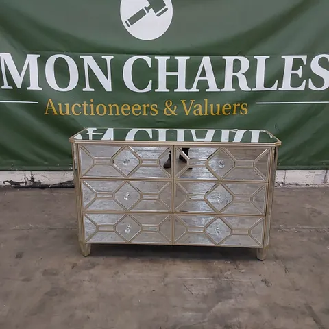 DESIGNER MIRRORED 6-DRAWER CHEST OF DRAWERS